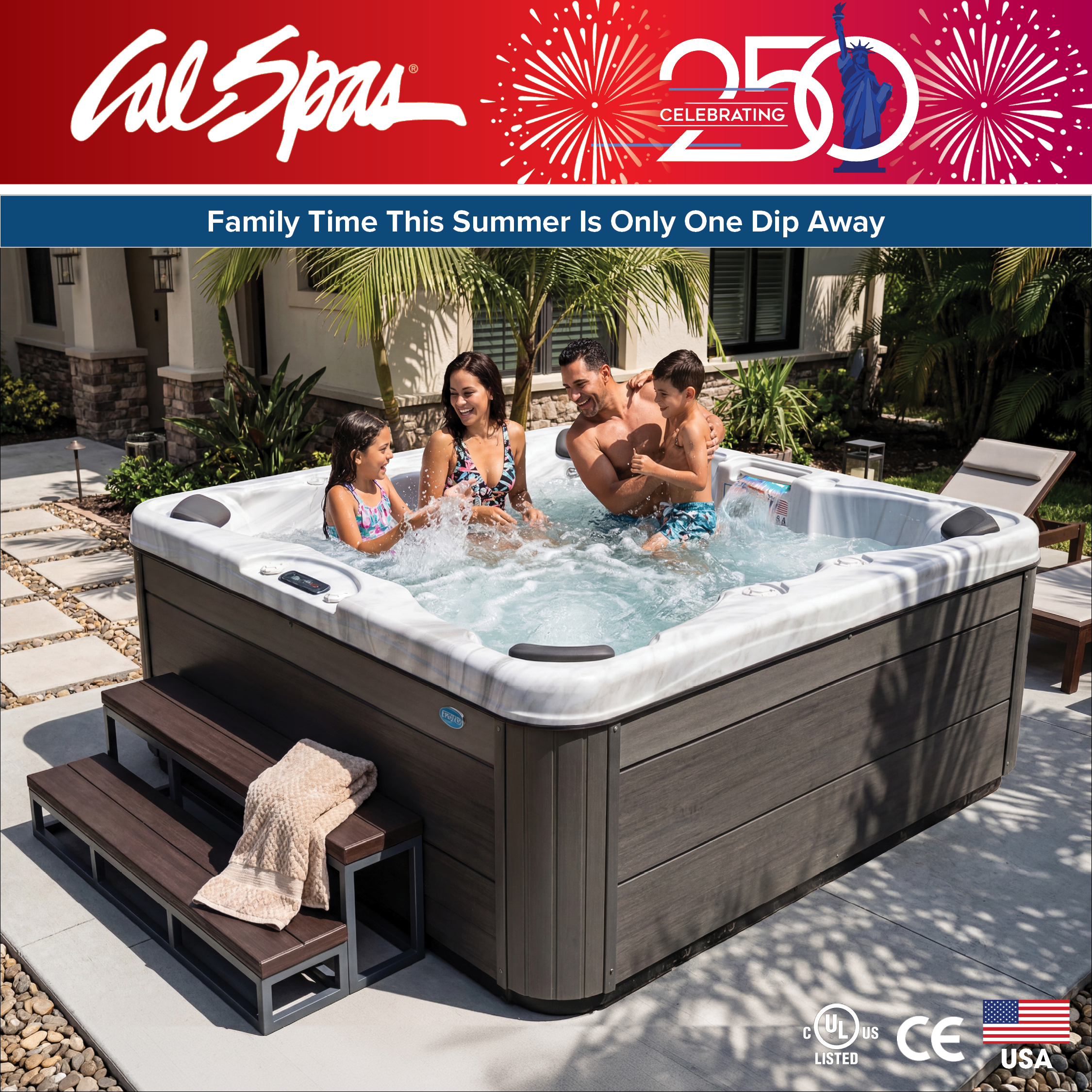 Calspas hot tub being used in a family setting - Lancaster